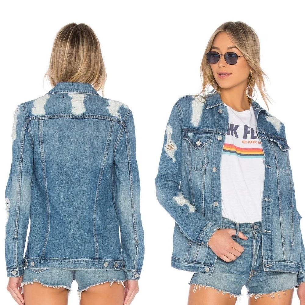 Lovers + Friends Distressed Denim Jacket Size Small